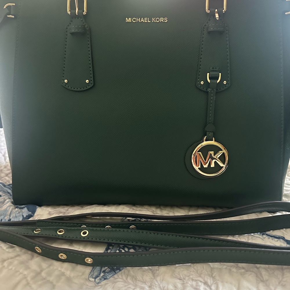 Michael Kors Dark Green Satchel